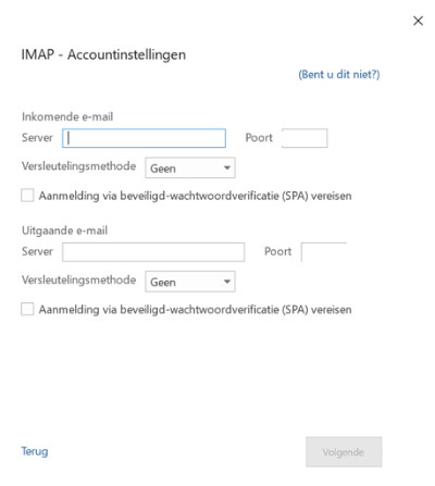 Imap instellen