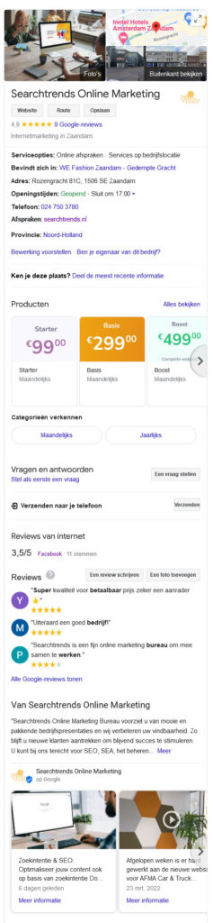 Google Bedrijfsprofiel Searchtrends