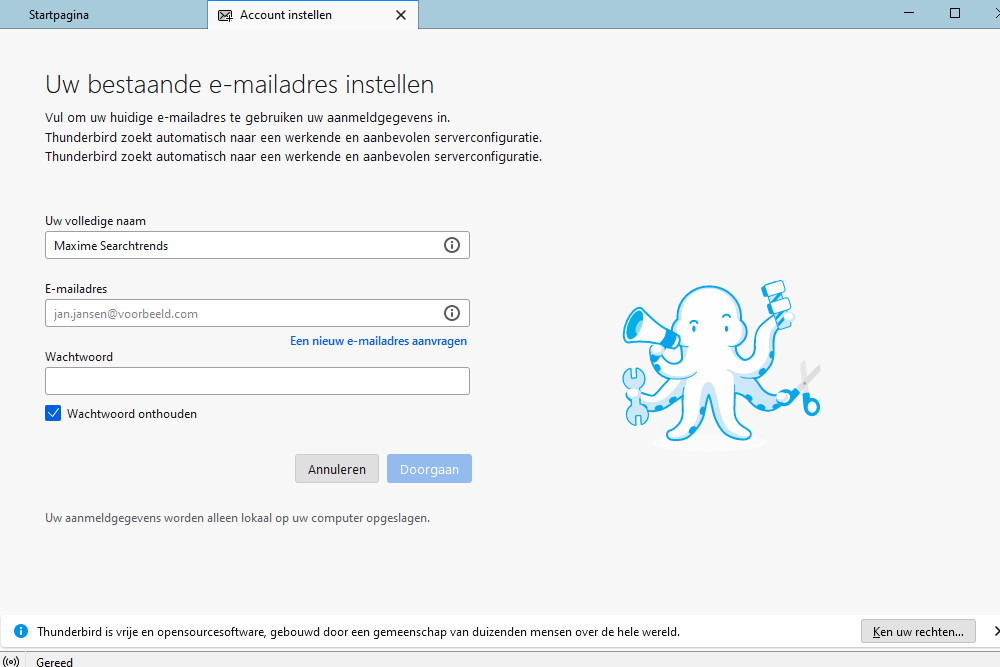 Thunderbird mail instellen