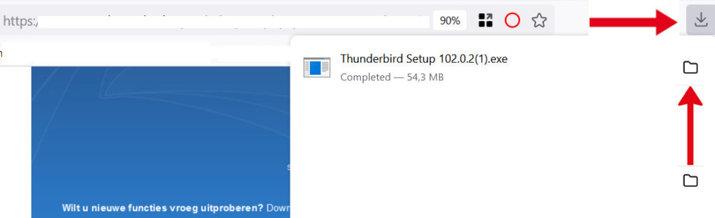 Eerste stap Mozilla Thunderbird downloaden